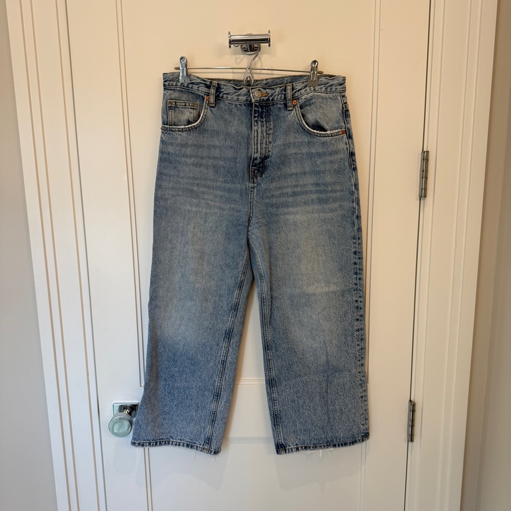 Topshop Wide Leg Cropped Denim Jeans